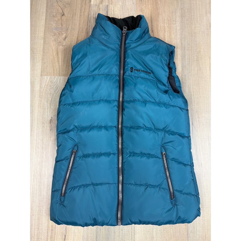Y2K Free Country Womens Teal Blue Puffer Vest Quilted Full Zip Medium NWOT